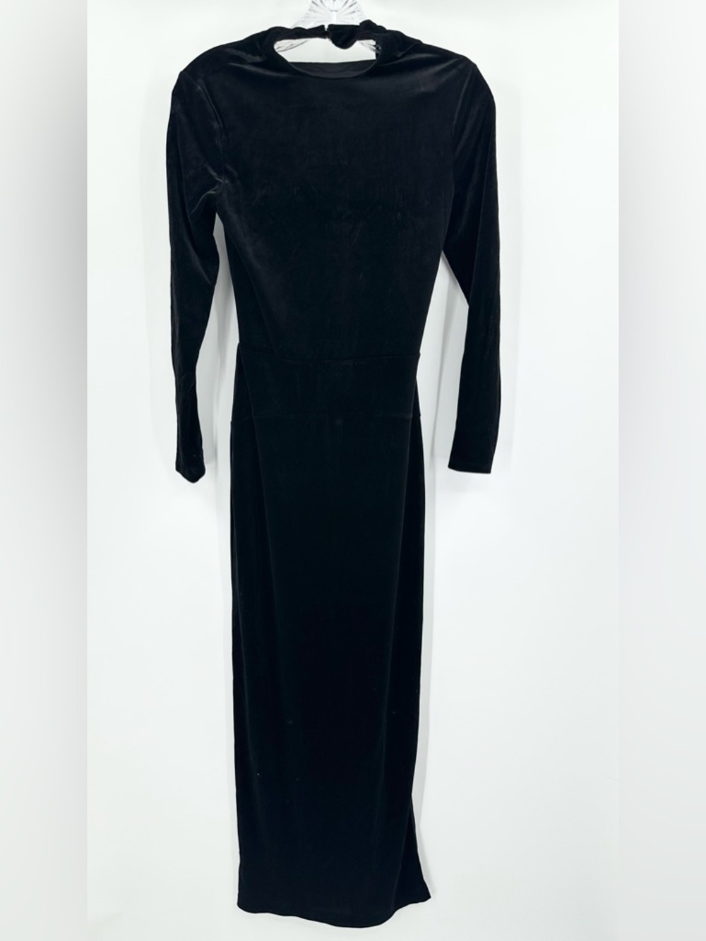 Express NWT Black Velvet Maxi Dress Open Scoop Back Size Small Women's